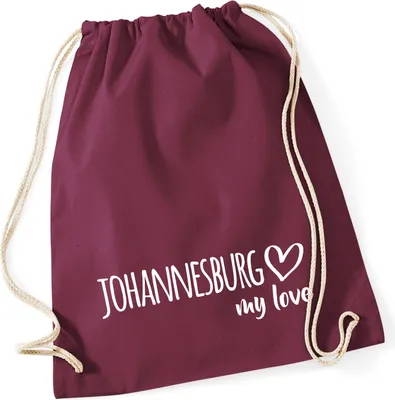 Produktbild von Huuraa Turnbeutel Johannesburg my love 12 Liter Burgundy Baumwolle Rucksack Geschenkidee
