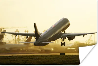 Produktbild von MuchoWow® Poster Ein Flugzeug, das von einer Startbahn abhebt 180x120 cm - Fotoplakat