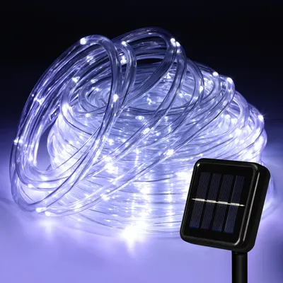 Produktbild von Peviasot Solar LED Lichterkette ,Außen Garten Balkon Terrasse, mit Solarpanel und Erdspieß 30m Kaltweiß