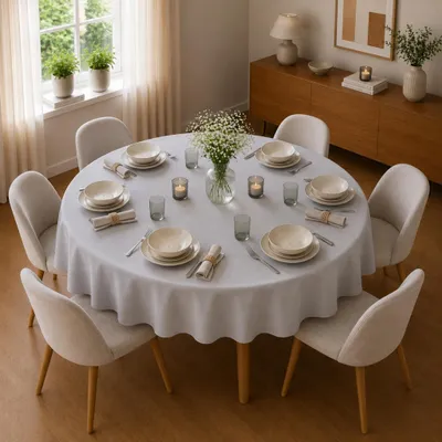 Immagine prodotto di Tovaglia Ø 135 cm per tavolo da cucina e da pranzo in grigio chiaro