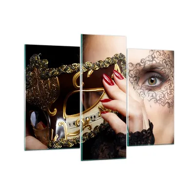 Produktbild von Bilder auf glas - Frau Mode Venedig Maske - 130x100cm - Glasbilder - Wandbilder - Kunstdruck - zum Aufhängen bereit - Wanddekoration aus Glas - Glas Bilder - Wandbild auf Glas - GCB130x100-2680