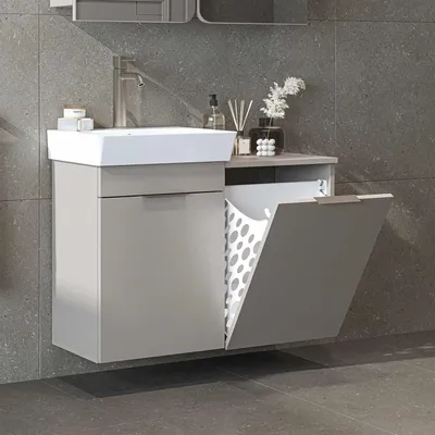 Productafbeelding van Skye Decor, hoogwaardige badkamerkast met wastafel, zandsteenlook, 92,2 cm | 100% melamine