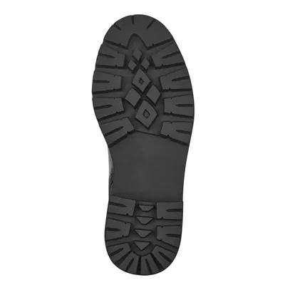 The sole of a black boot is shown against a white background.