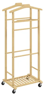 Obrázek produktu pro Stojan na oblečení z bambusu na kolečkách | Barva: přírodní dřevo | Rozměry: 47 x 33,7 x 105,5 cm