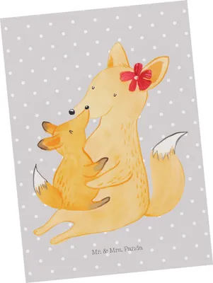 Produktbild von Mr. & Mrs. Panda Postkarte Fuchs Mama - Grau Pastell - Geschenk, bildkarte, Tochter, Ansichtskarten, Postkarten, Muttertag, Grußkarte, Schoß, Mutter, Ansichtskarte