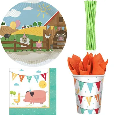 Produktbild von Bauernhof Kindergeburtstag Party Deko Partyset Tiere