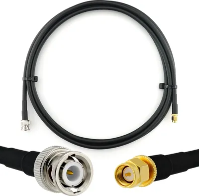 Produktbild von 1m BNC Stecker auf SMA Stecker Koaxialkabel — BNC SMA Verlängerungskabel HF-240 (LMR 240 Äquivalent) 1 Meter Jumper Kabel (50 Ohm) — Schwarz Antennenkabel für HAM Radio CB Funk WIFI Antenne
