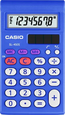 Obrázek produktu pro CASIO SL-450S Školní kalkulačka, 8- mi místný LCD displej, výpočet procent, odmocniny, duální napájení