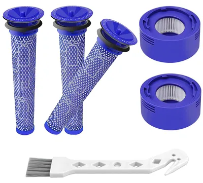 Image de Kit de filtres de remplacement pour aspirateurs - comprenant 3 filtres HEPA de rechange et 2 préfiltres, ainsi qu'une brosse de nettoyage - pour les modèles V7 et V8