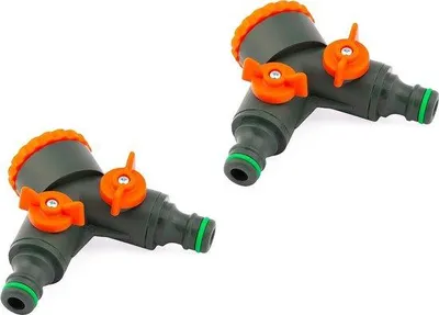 Immagine prodotto di Doppio distributore d'acqua con valvole di intercettazione per l'irrigazione del giardino 3/4" 1"