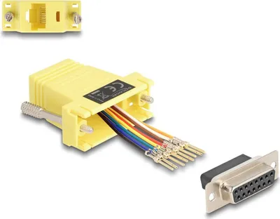 Zdjęcie produktu dla DELOCK Adapter D-Sub15-> D-Sub15Bu/Bu Montagesatz gelb