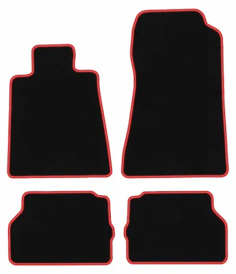 Productafbeelding van Velours automatten voor Mercedes C140 / W140 1992-1999 (coupé) – 4-delig, zwart/rood, op maat – Wielganizator CARLUX