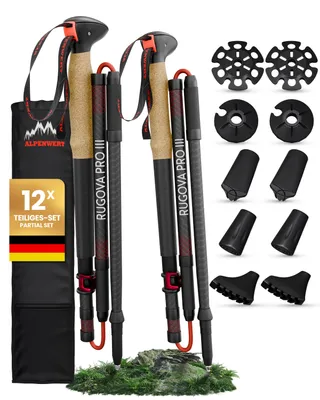 Produktbild von Wanderstöcke faltbar Carbon Ultraleichte & Robuste Nordic Walking Stöcke Damen & Herren Trekkingstöcke  Ideal für Wandern, Trekking, uvm.
