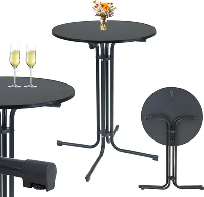 Produktbild von Stehtisch klappbar Ø 80 cm Höhe 110 cm Stahl Gastrotisch Partytisch Bistrotisch in Anthrazit