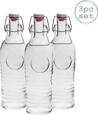 Produktbild von Officina 1825 Vintage Glasflasche mit Bügelverschluss - 1200 ml - 3er-Set
