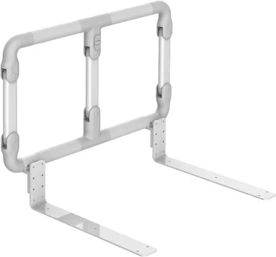 Produktbild von Verstellbare Bettstütze – Faltbare Sturzschutzvorrichtung – Sicheres Aufstehen – Tragfähigkeit 180 kg – 60 cm Länge – Silbergrau