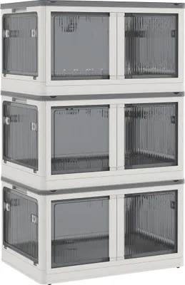 Immagine prodotto di Fortuna Lai Contenitore 69L  Cassa impilabile con rotelle, pieghevole, accesso su 5 lati, bianco