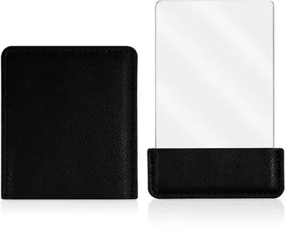 Image de Rétroviseur compact en acier inoxydable, rectangulaire, noir, 9 x 6 cm, à fixer sur une table