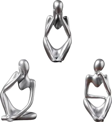 Produktbild von Moderne Wohnkultur Skulptur Dekoration 3 Stück Silber Harz Statue Set Schmücken Wohnzimmer Wohnkultur