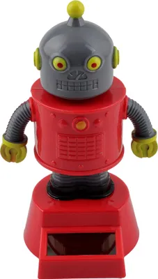 Produktbild von Armaturenbrett Wackelfigur Roboter rot grau Solar Bot Solarfigur