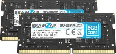 Produktbild von BRAINZAP 16GB DDR4 RAM SO-DIMM PC4-2133P 2Rx8 2133 MHz 1.2V CL15 Notebook Laptop Arbeitsspeicher (2x 8GB)