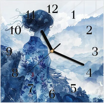 Produktbild von Wanduhr aus Glas mit Motiv Asiatische Landschaft- 30 x 30 cm - inkl. Aufhängesystem