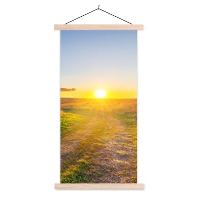 Produktbild von MuchoWow® Textilposter Sonne - Natur - Landschaft 40x80 cm mit holzfarbenen Rahmen - Wohnzimmer