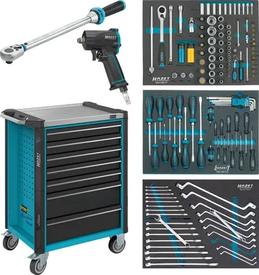 Produktbild von HAZET Assistent, 7 Regale, Stahl, Schwarz, Blau, 25 kg, 4 Rad/Räder, 518 mm