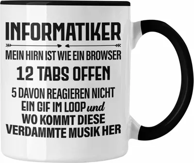 Produktbild von Trendation - Informatiker Tasse Geschenk Programmierer Gadget Lustig Geschenkidee Männer Zubehör Informatiklehrer IT Programmierer (Schwarz)