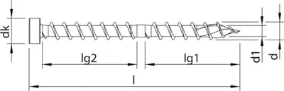Produktbild von HECO-TOPIX-plus CombiConnect 8,5 x 400, Zylinderkopf, T-Drive, T-40, CC-Gewinde, A3K, 50 Stück