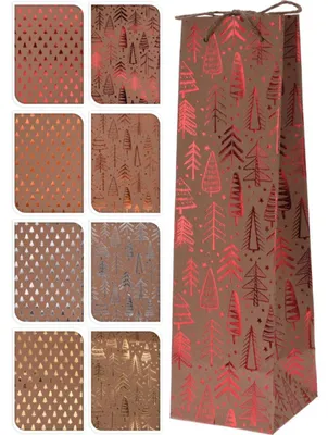 Produktbild von 24 Stück Geschenktasche für Flaschen Beutel 12x9x35cm Wintermotiv Weihnachten