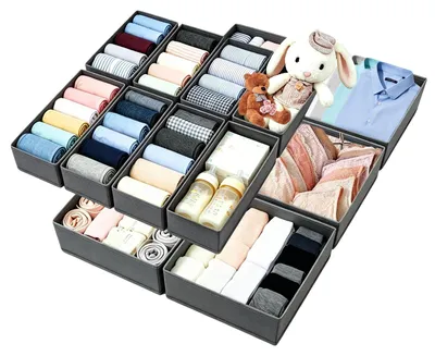 Produktbild von Kleiderschrank Organizer Schubladen Organizer Aufbewahrungsbox - 14-teilig - Faltbar - Für Kleidung, BHs und Socken