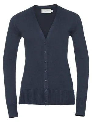 Produktbild von Russell Collection - Strickjacke für Damen, V-Ausschnitt, Jerseyware LT4349 (3XL) (Dunkelblau)