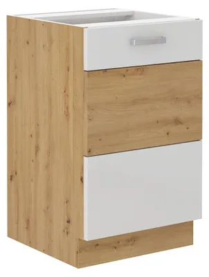 Produktbild von Spülenschrank 50 cm Eiche Artisan + Weiß Hochglanz Küchenzeile Küchenblock Küche