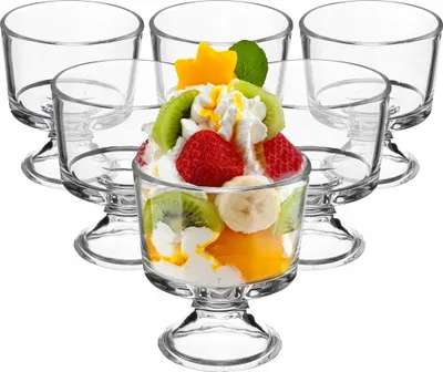 Produktbild von KADAX Eisbecher Glas "Pisa", Eisschalen, Eisgläser, Dessertschalen für Desserts, Eiscremegläser, 280 ml, 6 Stück