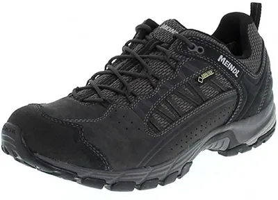 A single black and gray hiking shoe is shown against a white background.
