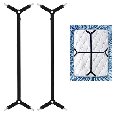 Image de 2 pinces pour draps de 70 à 277 cm, pinces pour matelas à longues sangles, pinces pour draps réglables, pinces élastiques pour draps, attaches élastiques pour draps-housses, matelas, canapés, etc.