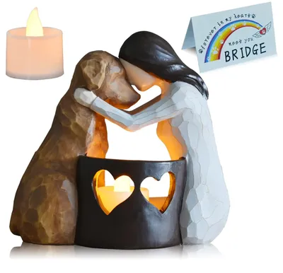 Hunde-Gedenk-Kerzenhalter, handbemalt, Polyresin, 1 Stück