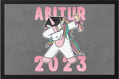 Produktbild von Abitur 2023 Fußmatte  Einhorn Pferd Abschlussgeschenk Abitur Humorvoll Gymnasium Geschenkidee