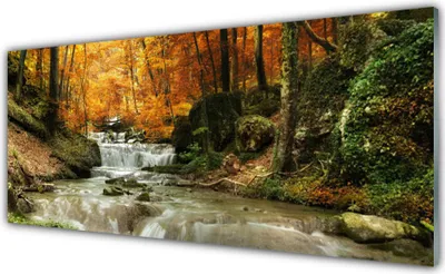 Produktbild von Acrylglasbilder 125x50 Wandbild Druck Wasserfall Wald Natur
