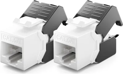 Produktbild von deleyCON 2x CAT6a Keystone Jack RJ45 Modul - RJ45 Buchse zu LSA Kunststoff Snap-In Montage CAT Rohkabel 500Mhz 10GBit/s
