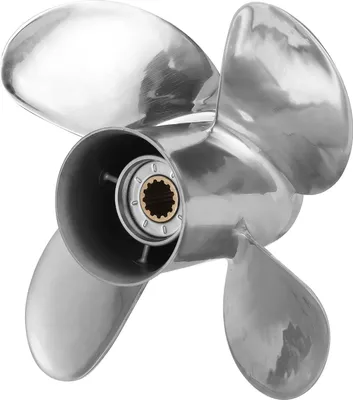 Image de hélice hors-bord droite 11,6 x 12, 4 pales, inox, convient pour moteur Yamaha 25-60 CV