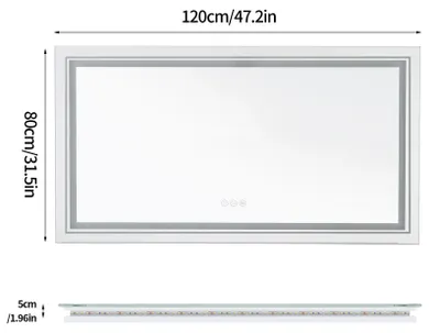 Zdjęcie produktu dla Lustro do łazienki LED - prostokątne - oświetlenie przednie i tylne - antyfogging - montaż na ścianie - 120 x 80 cm