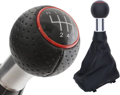 Obrázok produktu pre PREMIUM radiaca páka z perforovanej kože, hliník, čierny krúžok, červená, 6-stupňová pre Audi A3 S3 8L