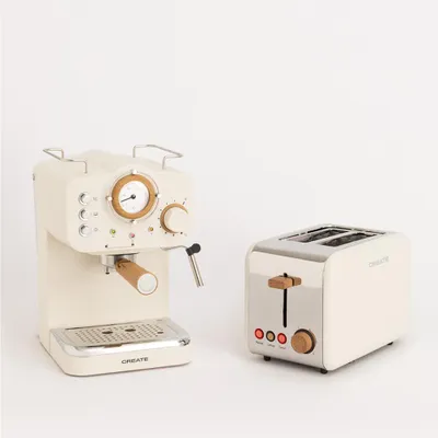 Produktbild von Pack TOAST RETRO Toaster + THERA RETRO Espresso-Maschine mit mattem Finish