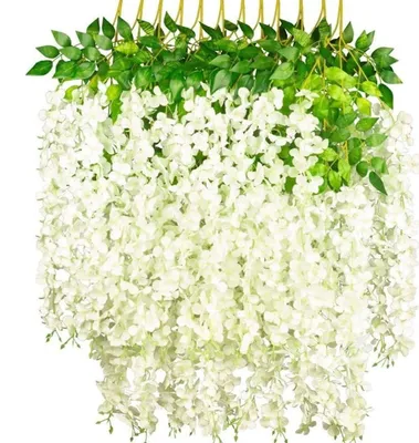 Productafbeelding van Kunstbloemengordijn van glycine, 120 cm, witte zijdenbloemen, 12 stuks