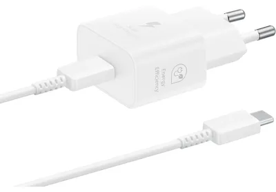 Immagine prodotto di Caricabatterie da parete Samsung EP-T2510XWEGEU, USB-C PD, 25W + cavo USB-C, colore bianco, confezione multipla