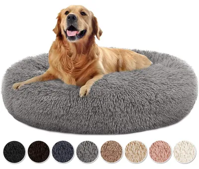 Productafbeelding van Hondenbed, kattenbed, wasbaar, zacht, rond, grijs, 120x120x20 cm