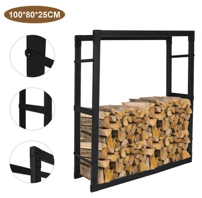 Immagine prodotto di Peviasot - Porta legna da ardere in metallo resistente alle intemperie, dimensioni 100x80x25 cm. Porta legna da ardere