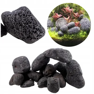 Image de Décoration d'aquarium, pierres de lave noires, 3 kg